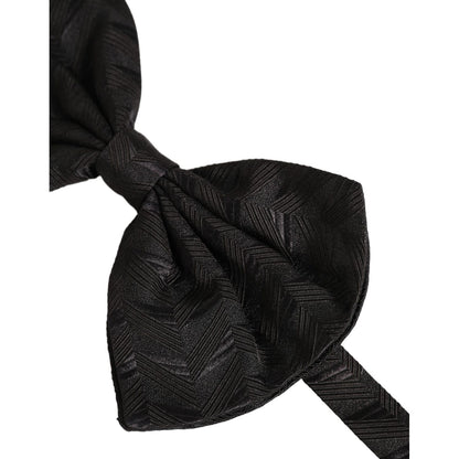 Dolce & Gabbana Men Black Patterned Adjustable Neck Papillon Bow Tie