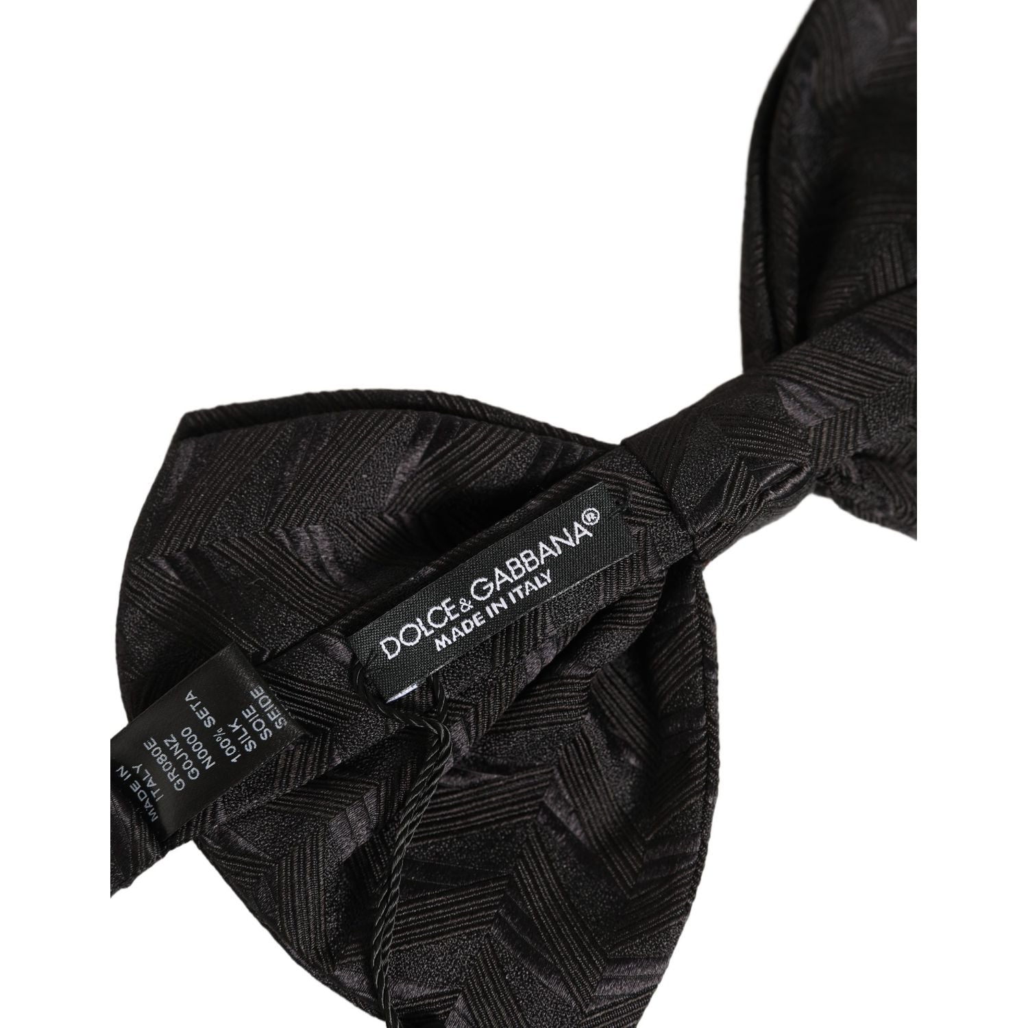 Dolce & Gabbana Men Black Patterned Adjustable Neck Papillon Bow Tie