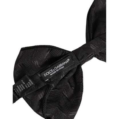 Dolce & Gabbana Men Black Patterned Adjustable Neck Papillon Bow Tie