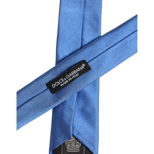 Dolce & Gabbana Men Blue 100% Silk Satin Adjustable Tied Necktie Tie