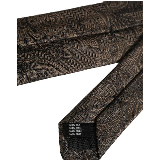 Dolce & Gabbana Men Brown Paisley 100% Silk Adjustable Tied Necktie Tie