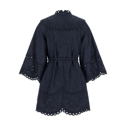 Zimmermann Blue Cotton Short Dress
