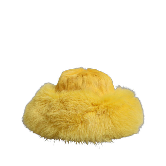 Dolce & Gabbana Yellow Fox Fur Womens Bucket Capello Hat