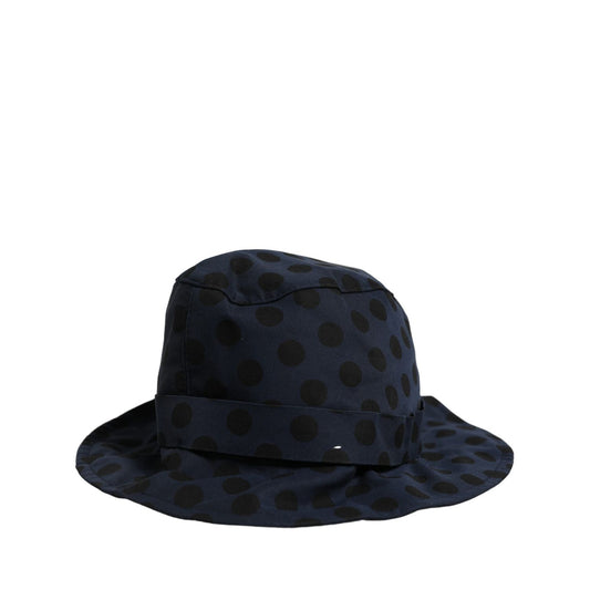 Dolce & Gabbana Blue Black Polka Dot Cotton Bucket Capello Hat
