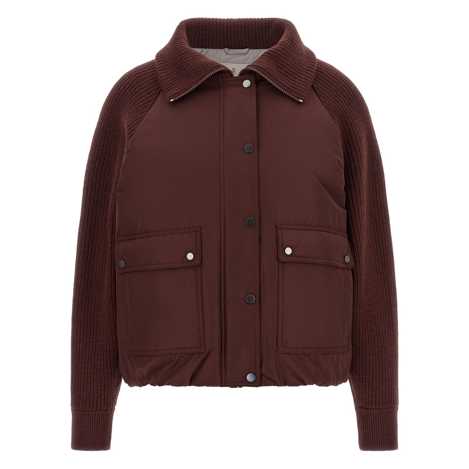 Brunello Cucinelli Bordeaux Cotton Bomber