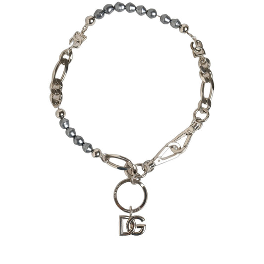 Dolce & Gabbana Silver Tone Chain Signature DG Logo Pendant Necklace