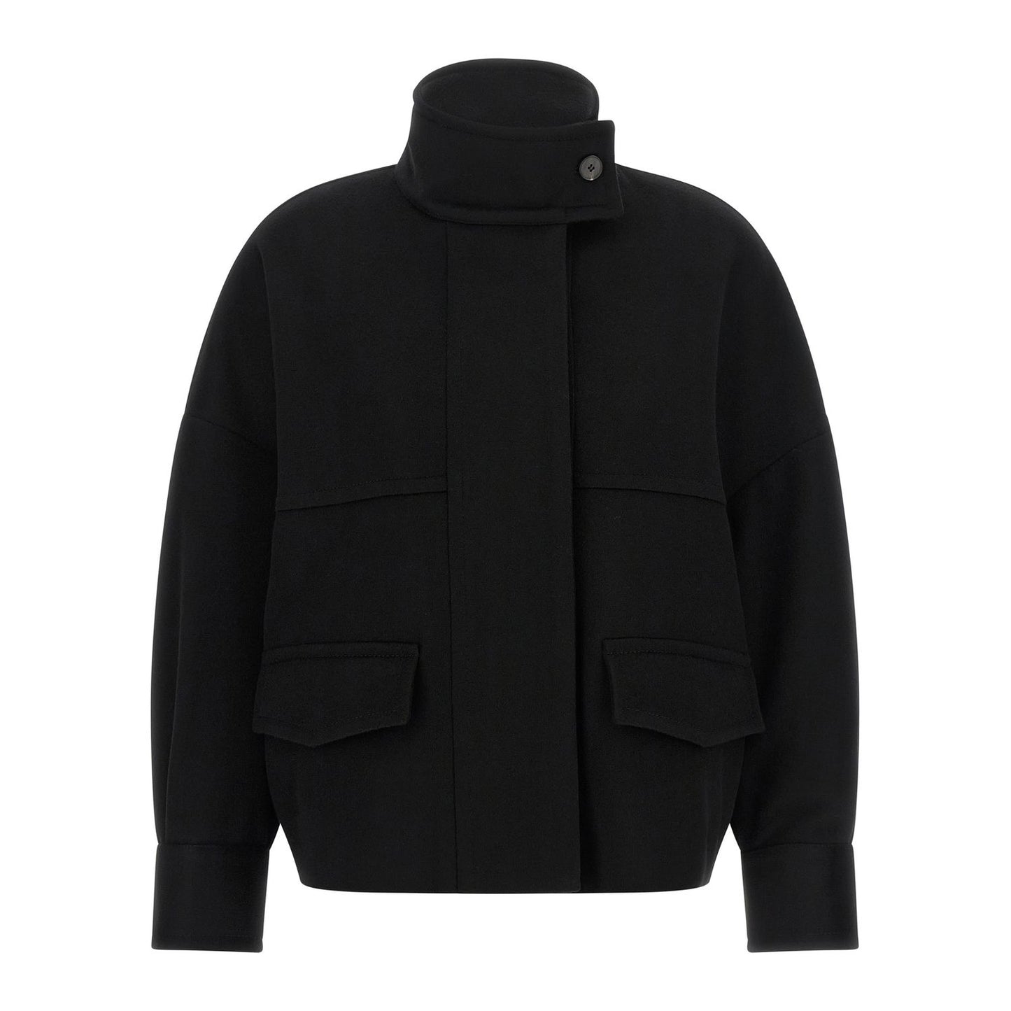 Alberto Biani Black Wool Bomber