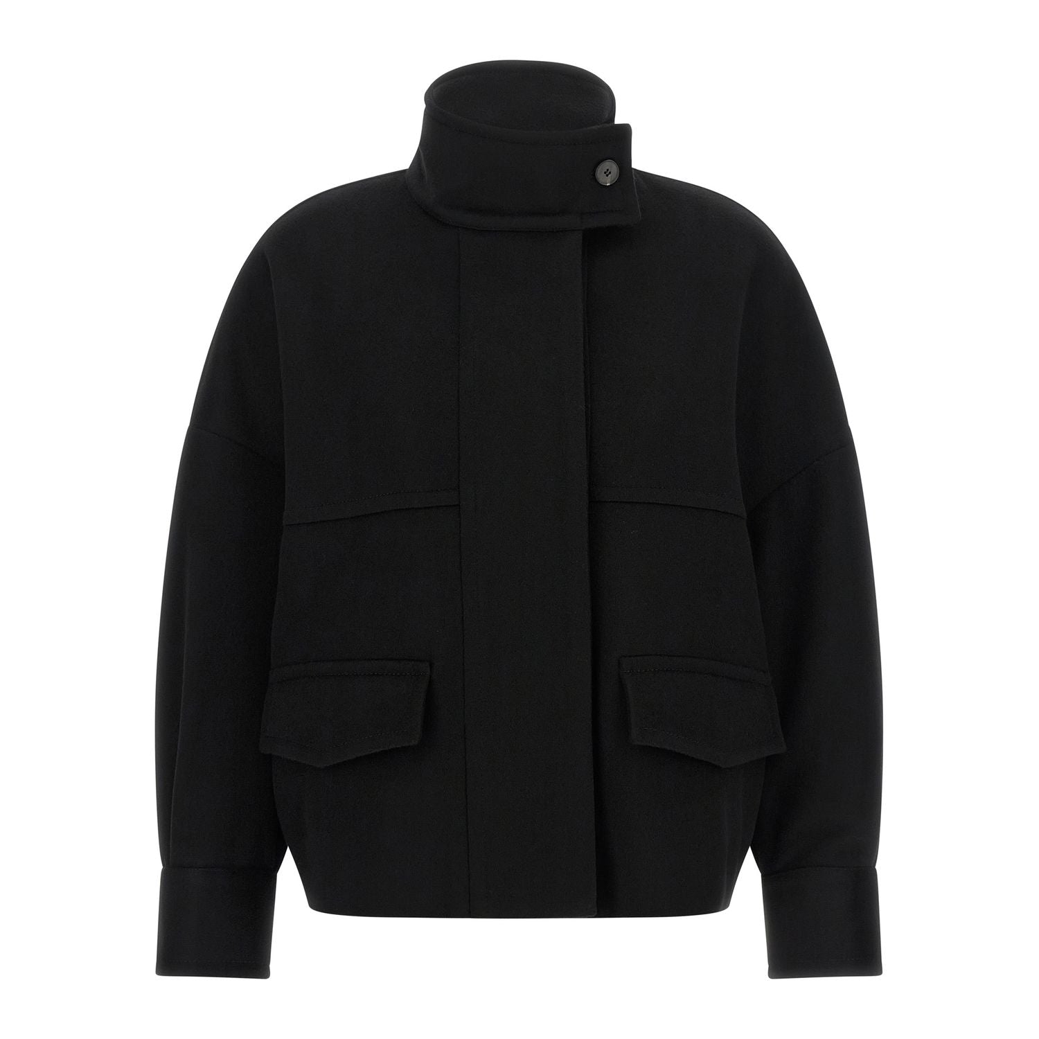 Alberto Biani Black Wool Bomber