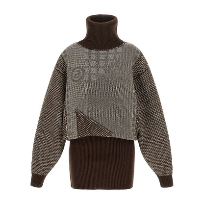 MM6 Maison Margiela Brown Wool Short Dress