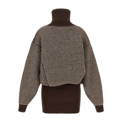 MM6 Maison Margiela Brown Wool Short Dress