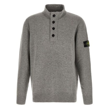 Stone Island Gray Virgin Wool Cardigan