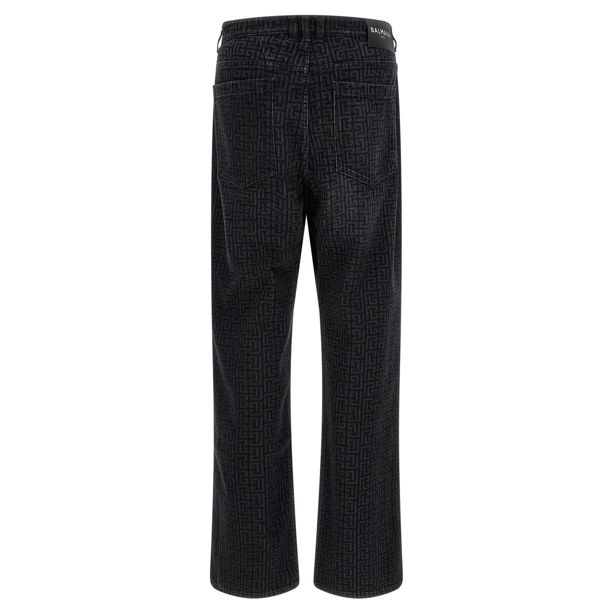 Balmain Black Cotton Straight-Leg Jeans