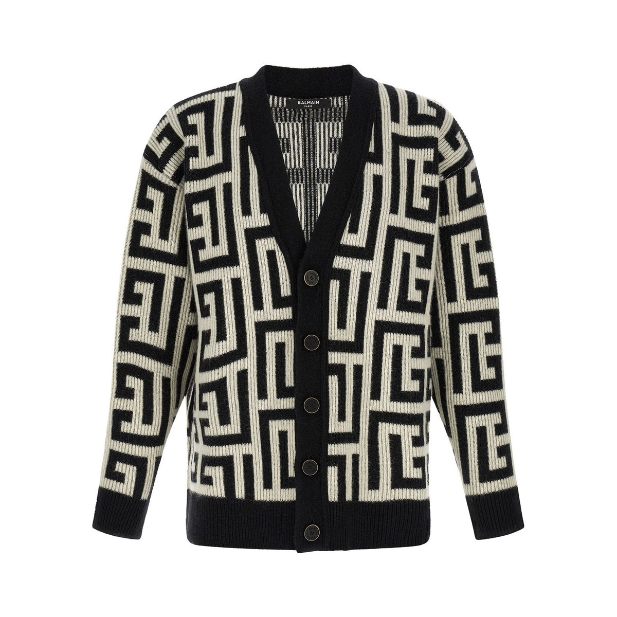 Balmain Bicolor Merino Wool Cardigan
