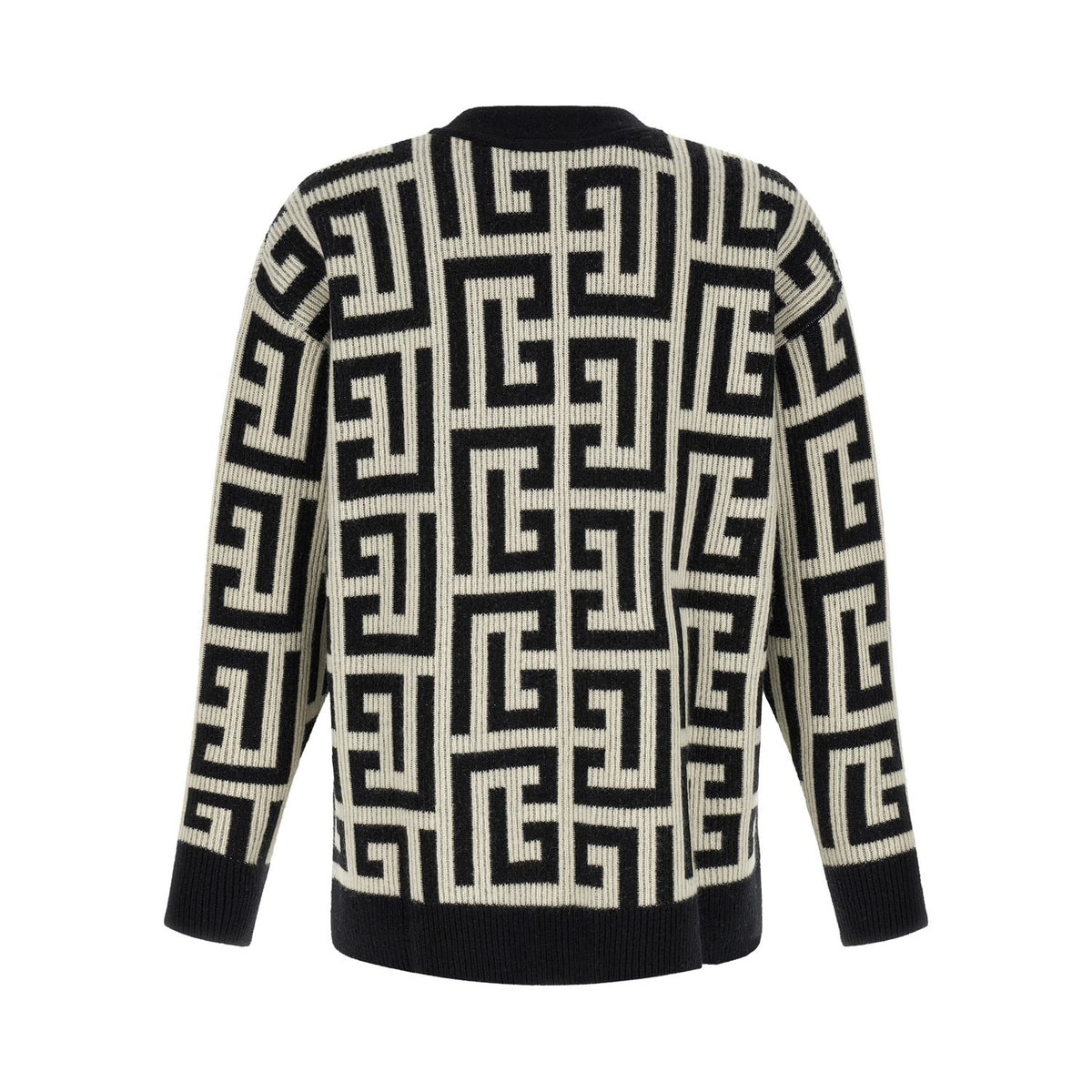 Balmain Bicolor Merino Wool Cardigan