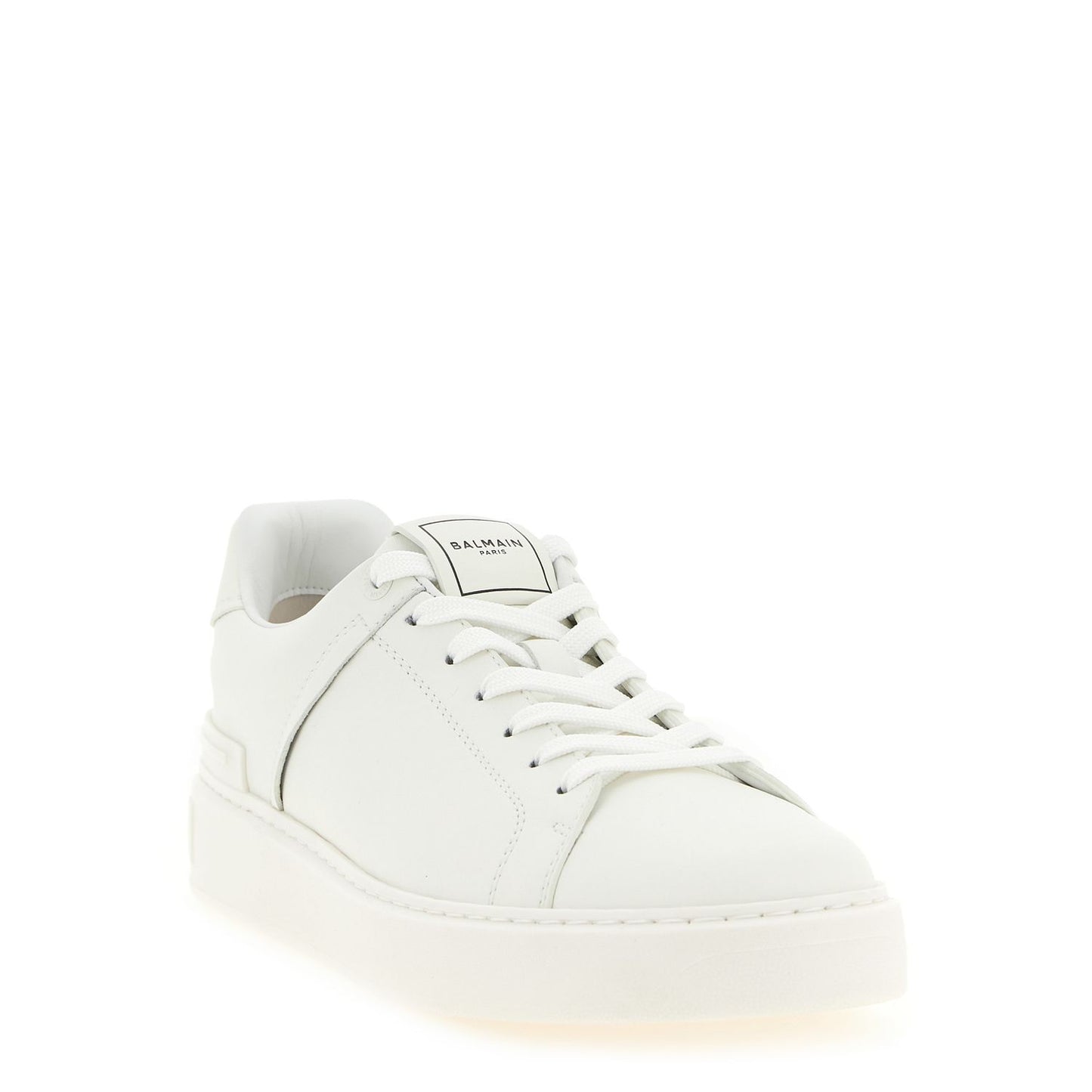 Balmain White Calfskin Low Top Sneakers