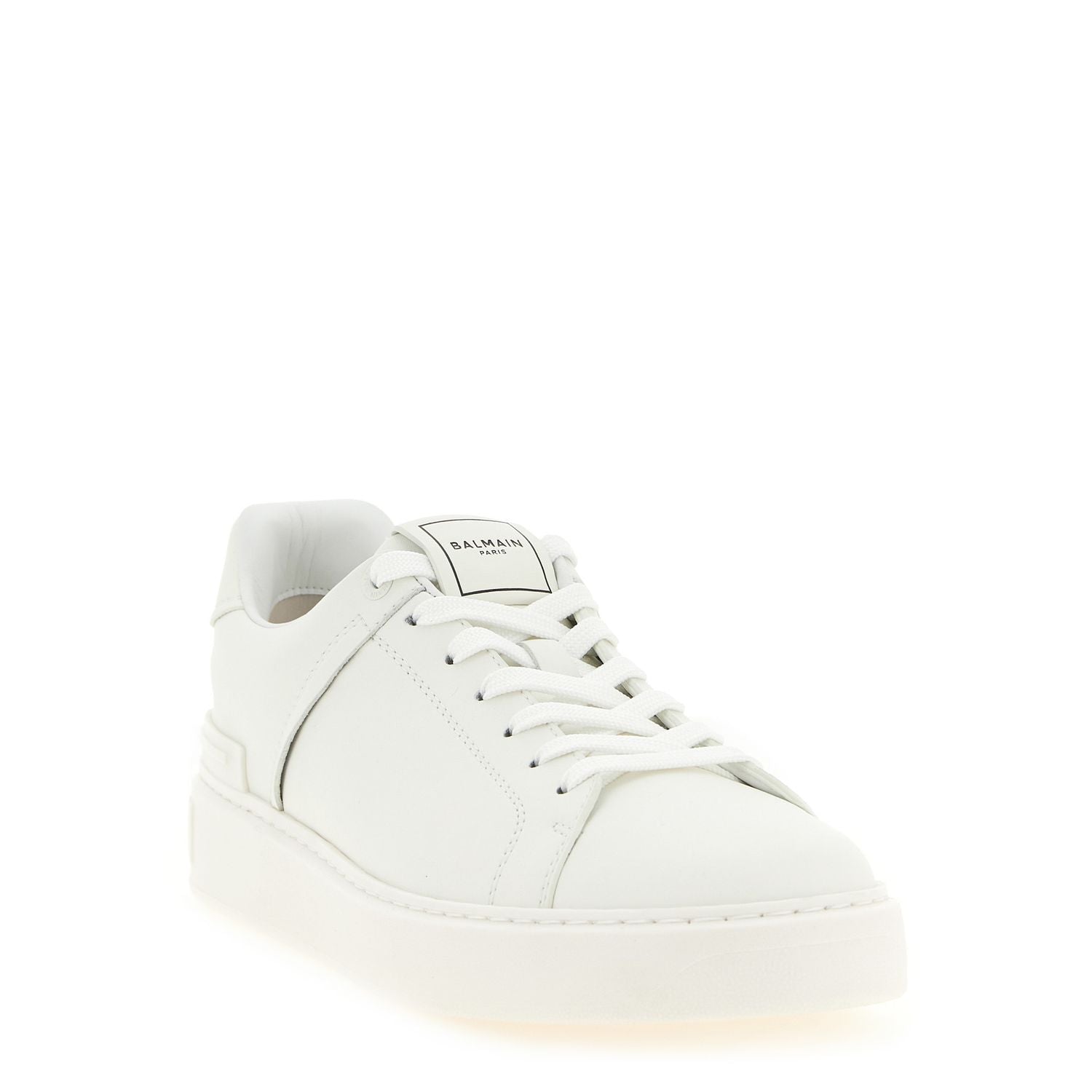 Balmain White Calfskin Low Top Sneakers