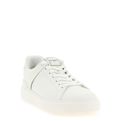 Balmain White Calfskin Low Top Sneakers