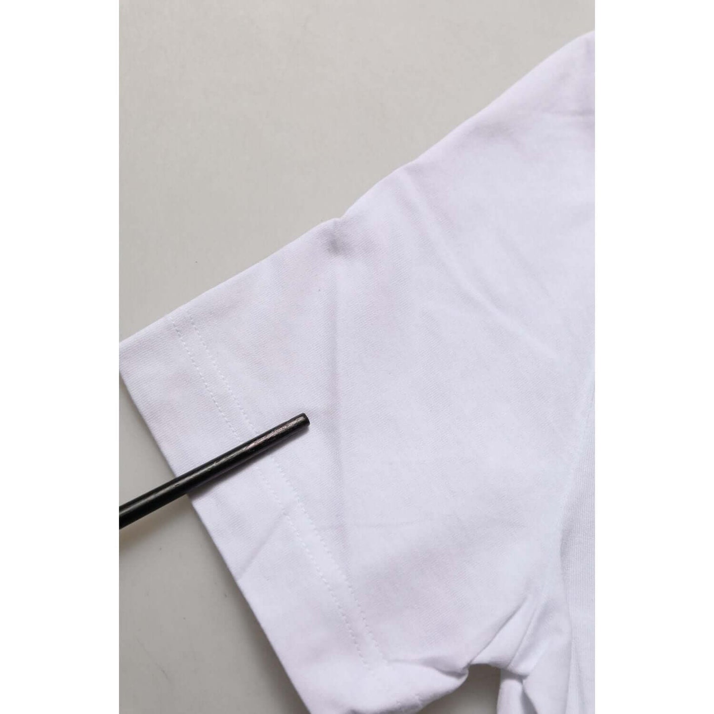 Dolce & Gabbana White Cotton Rose Patch Crew Neck T-shirt