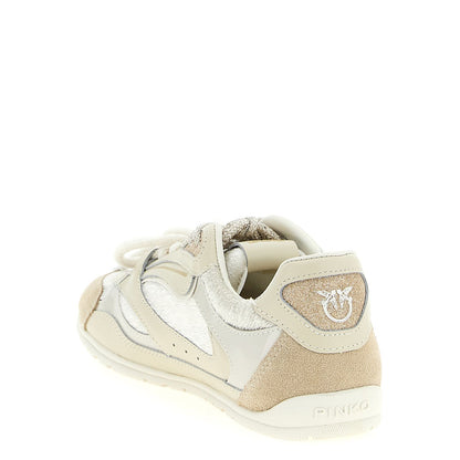 PINKO White Leather Low Top Sneakers