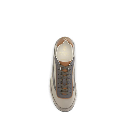 Brunello Cucinelli Beige Suede Leather Sneakers