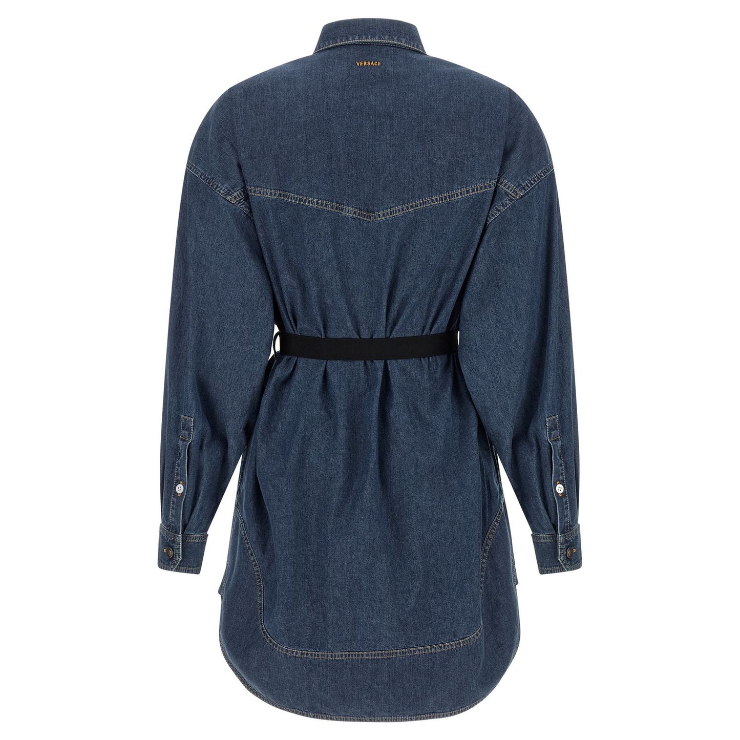 Versace Blue Cotton Short Dress
