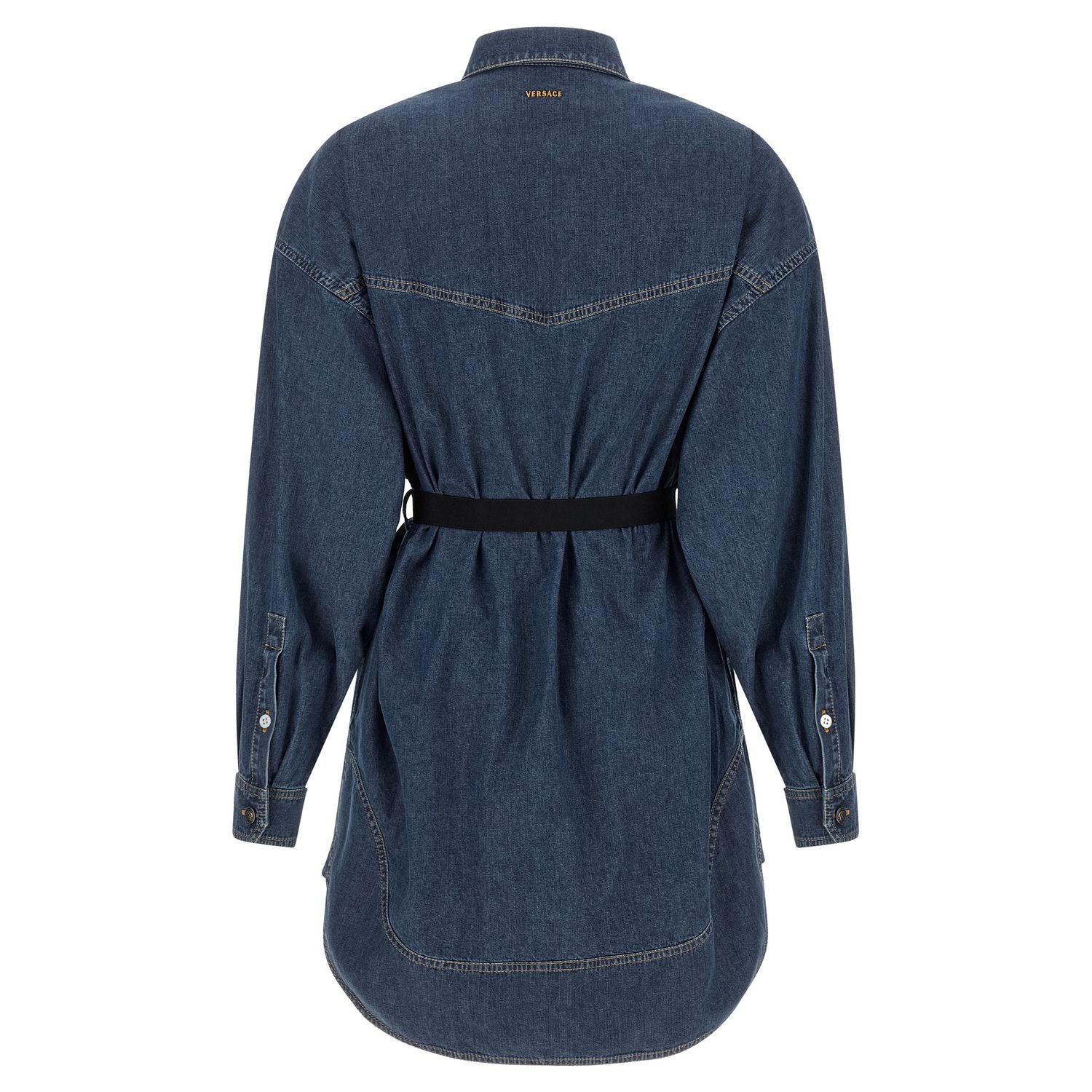 Versace Blue Cotton Short Dress