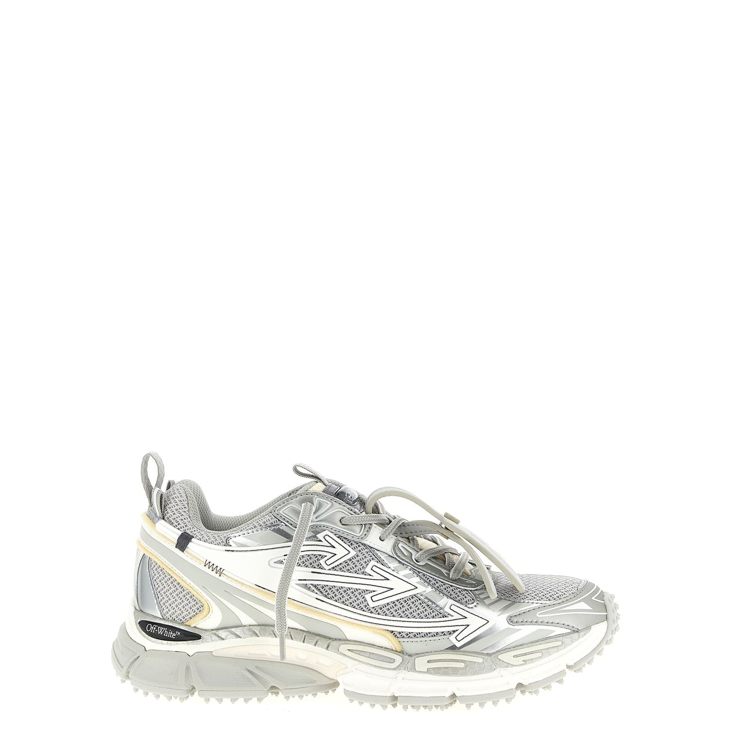 Off-White Silver Polyester Athletic Sneakers