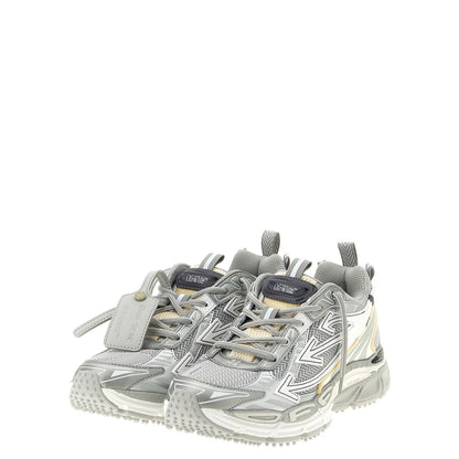 Off-White Silver Polyester Athletic Sneakers