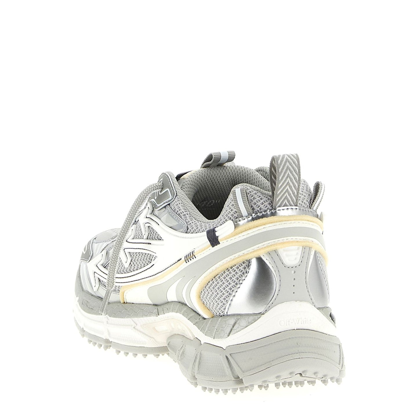 Off-White Silver Polyester Athletic Sneakers