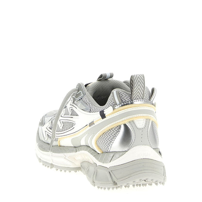 Off-White Silver Polyester Athletic Sneakers