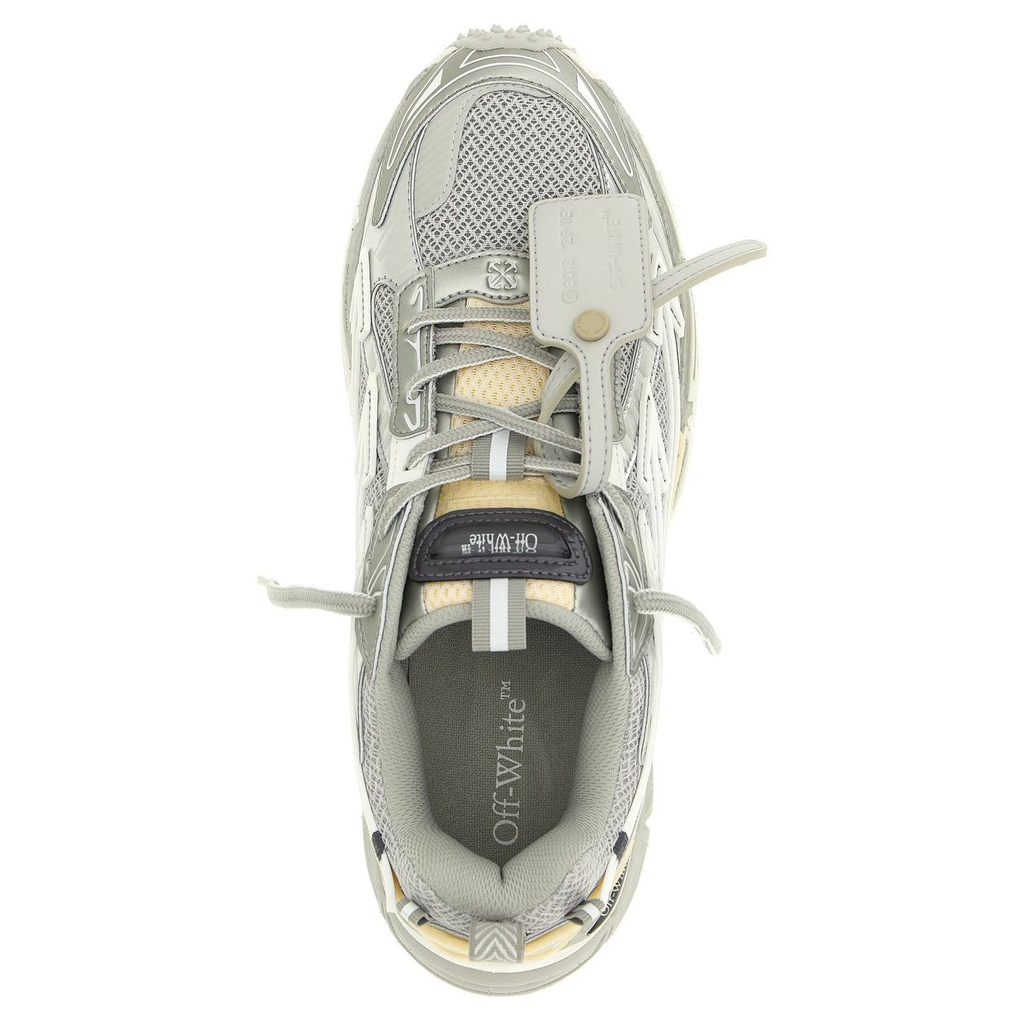 Off-White Silver Polyester Athletic Sneakers