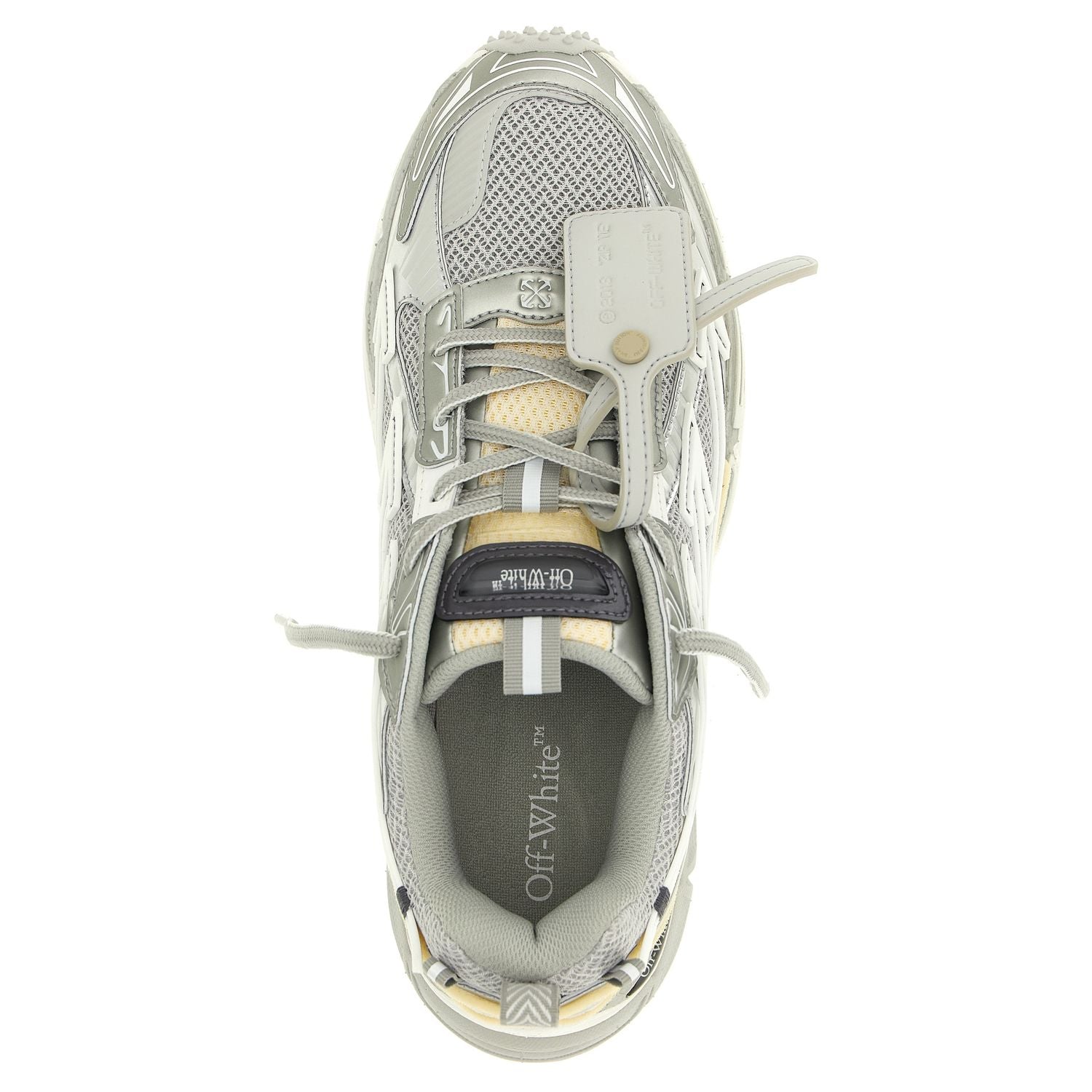 Off-White Silver Polyester Athletic Sneakers