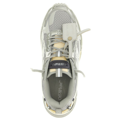 Off-White Silver Polyester Athletic Sneakers