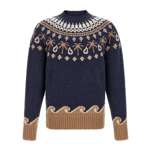 Alanui Blue Virgin Wool Cardigan