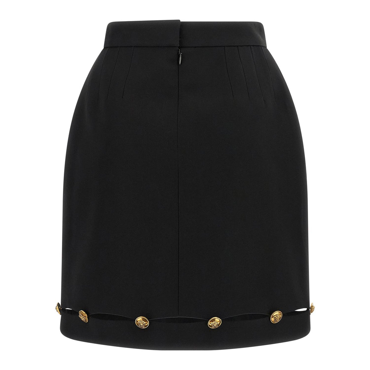Versace Black Virgin Wool Long Skirt