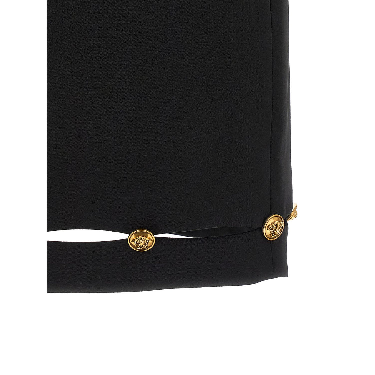 Versace Black Virgin Wool Long Skirt