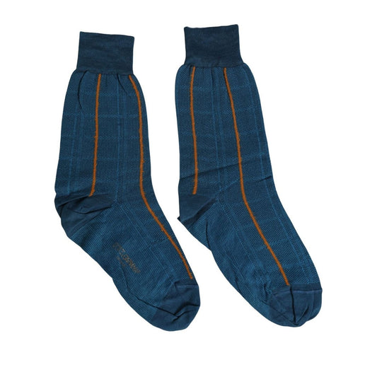 Dolce & Gabbana Men Blue Cotton Stretch Mid Calf Accessory Socks