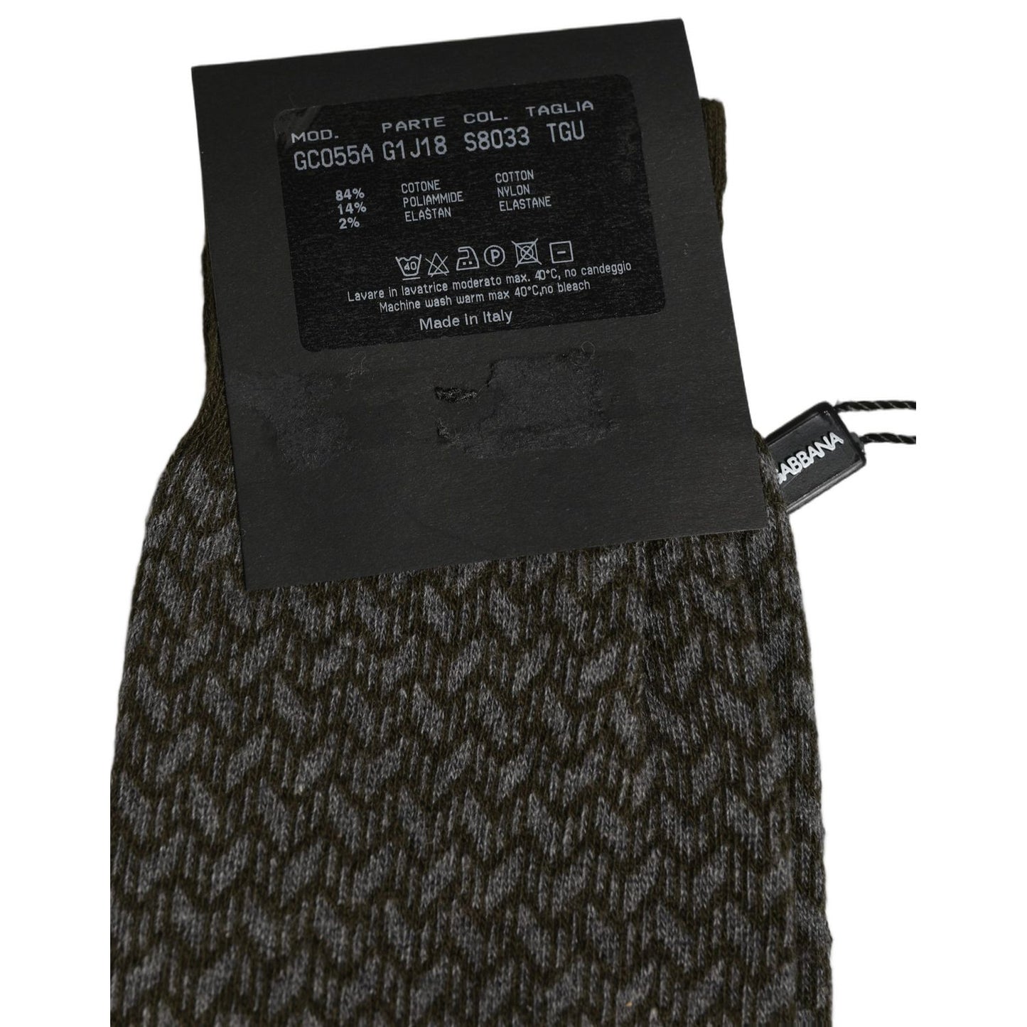 Dolce & Gabbana Dark Gray Cotton Knit Knee High Accessory Socks