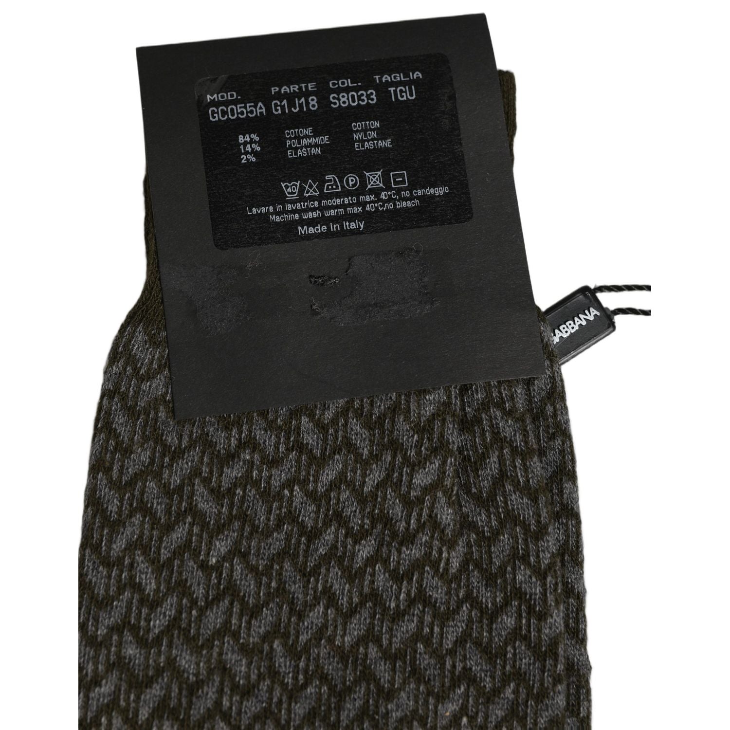 Dolce & Gabbana Dark Gray Cotton Knit Knee High Accessory Socks