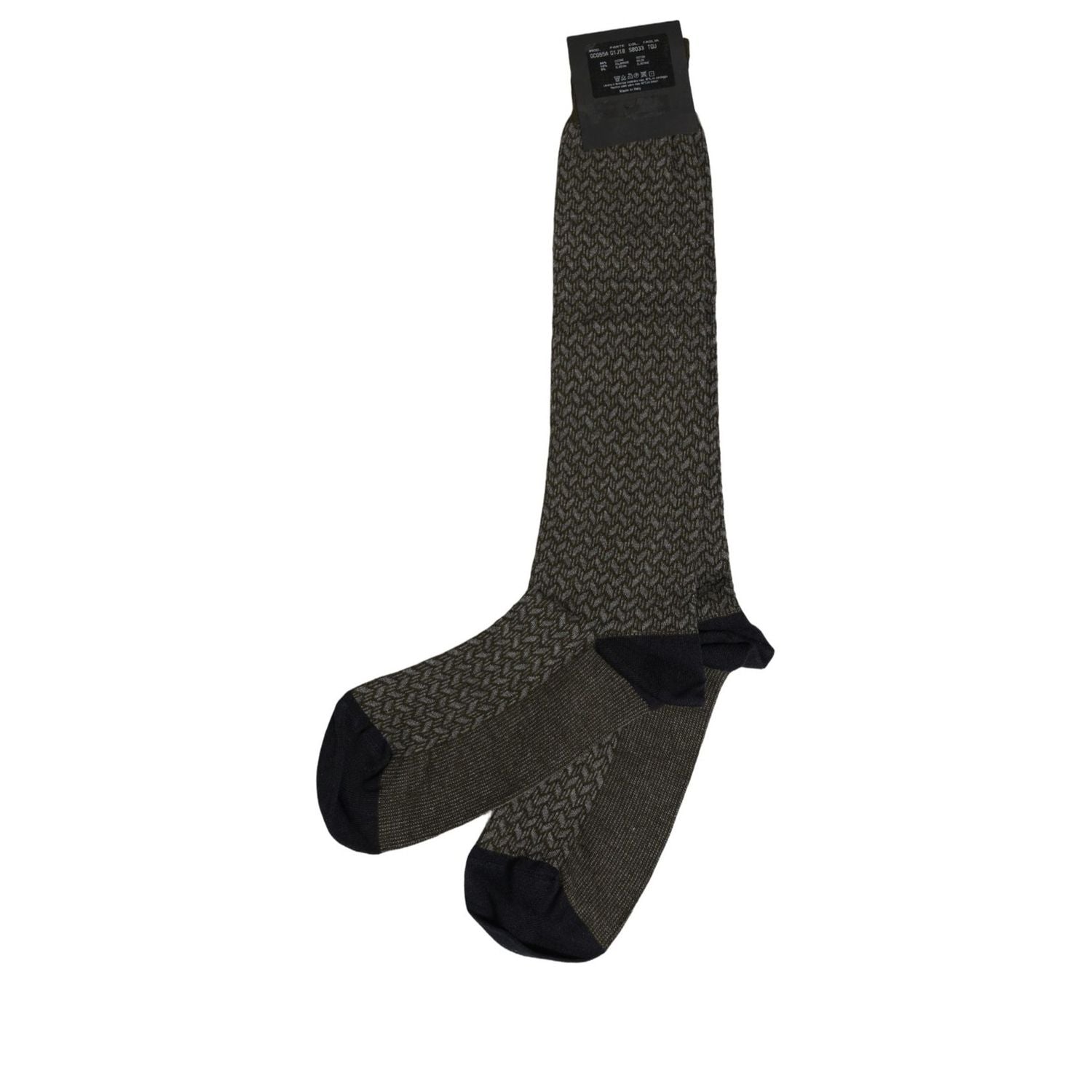 Dolce & Gabbana Dark Gray Cotton Knit Knee High Accessory Socks