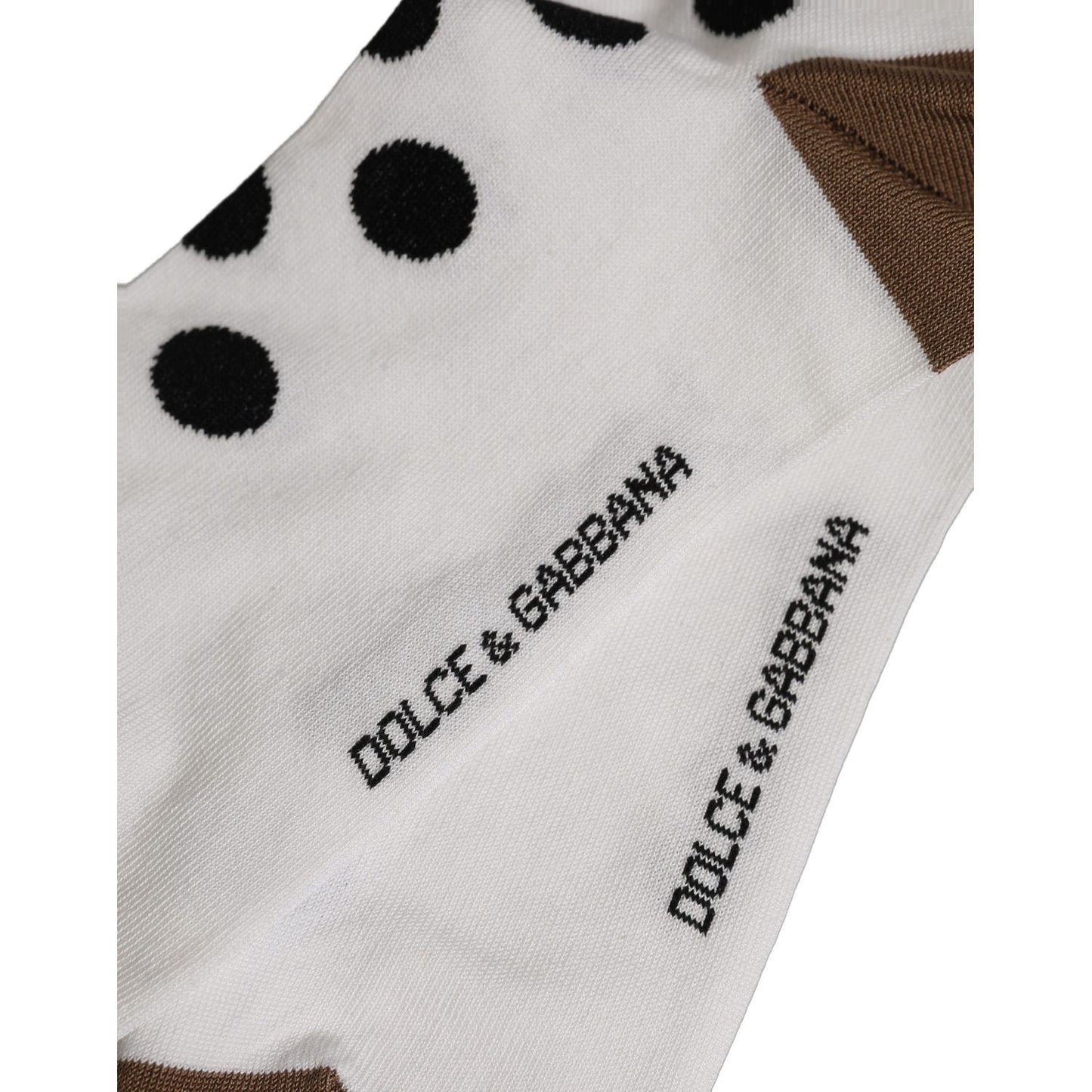 Dolce & Gabbana White Polka Dot Over The Calf Accessory Socks