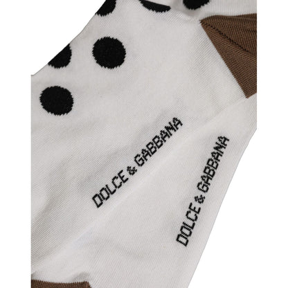Dolce & Gabbana White Polka Dot Over The Calf Accessory Socks