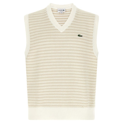 Lacoste Beige Cotton Sleeveles Sweater