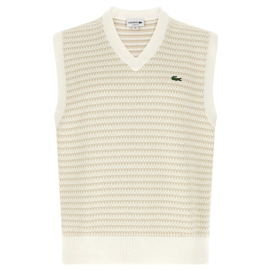 Lacoste Beige Cotton Sleeveles Sweater