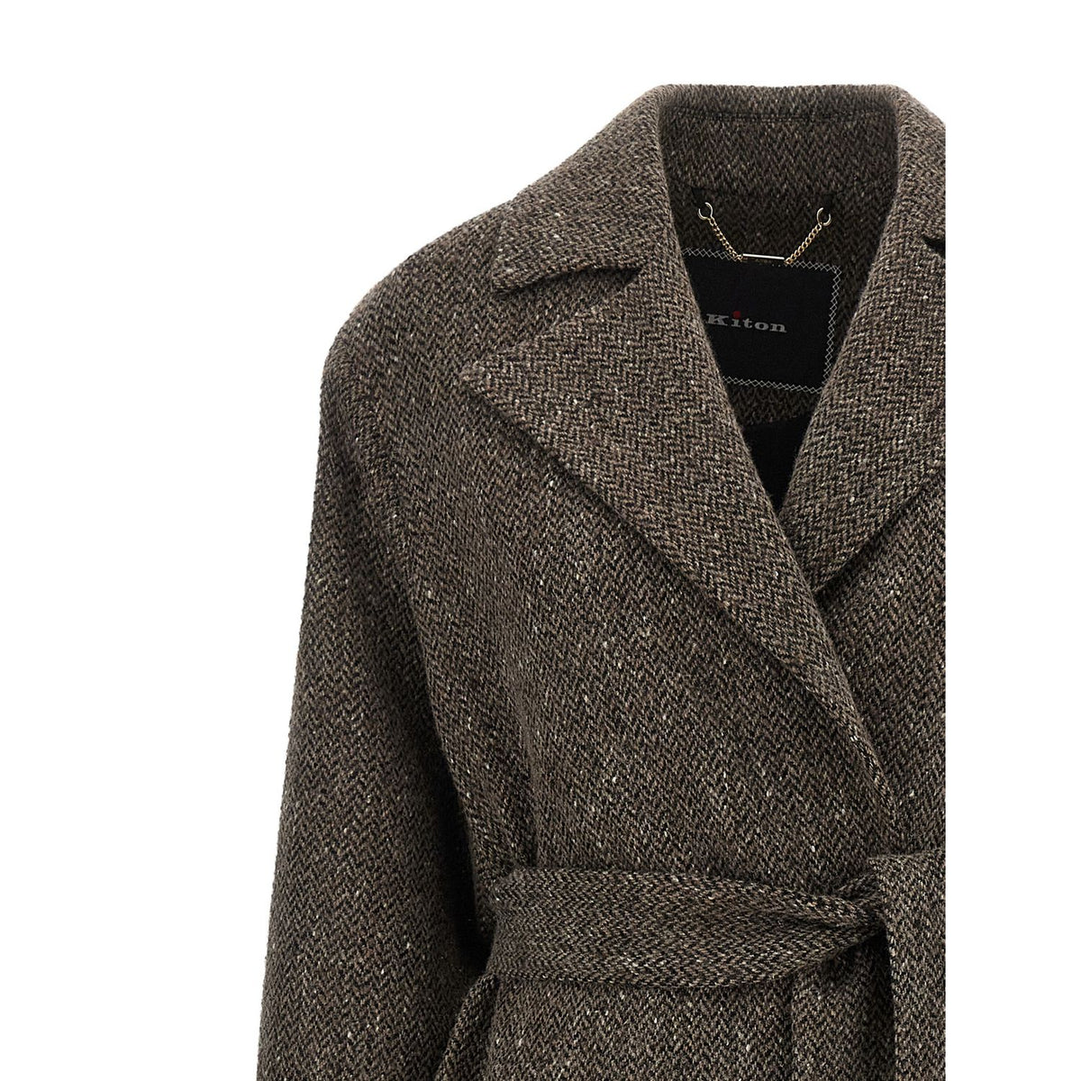 Kiton Brown Virgin Wool Coat