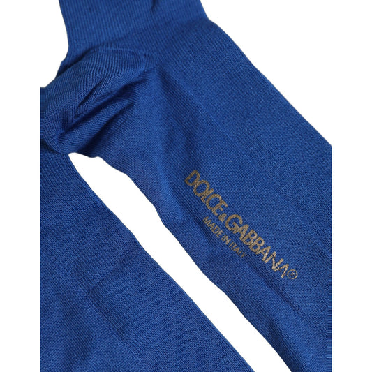 Dolce & Gabbana Blue Viscose Knitted Thigh High Accessory Socks