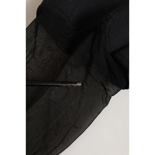 Dolce & Gabbana Black Nylon Logo Calf Long Women Accessory Socks