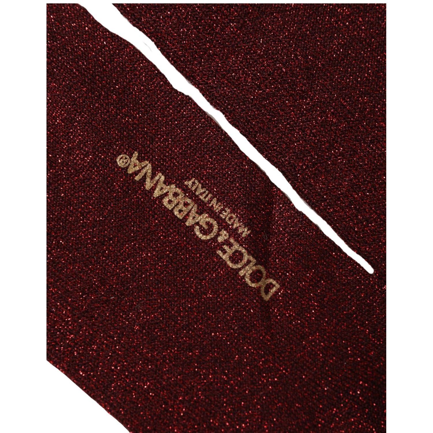 Dolce & Gabbana Maroon Viscose DG Logo Mid Calf Accessory Socks