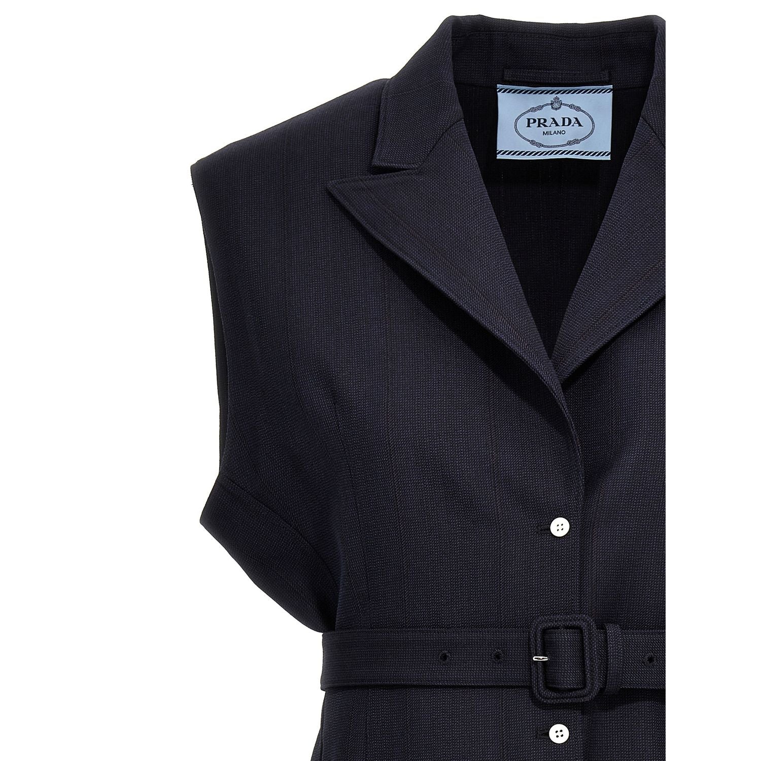 Prada Blue Virgin Wool Sleeveless Jacket