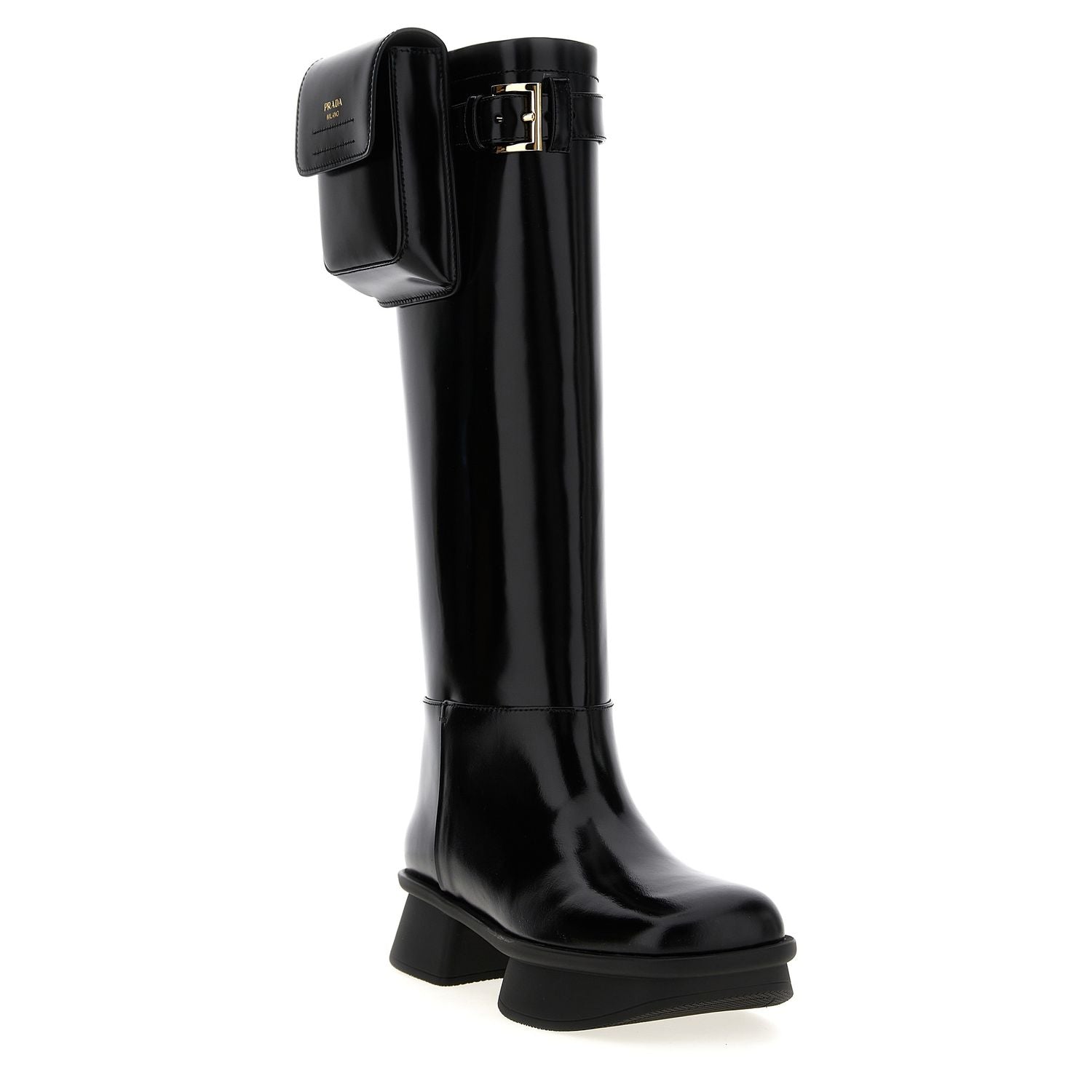 Prada Black Calfskin Over The Knee